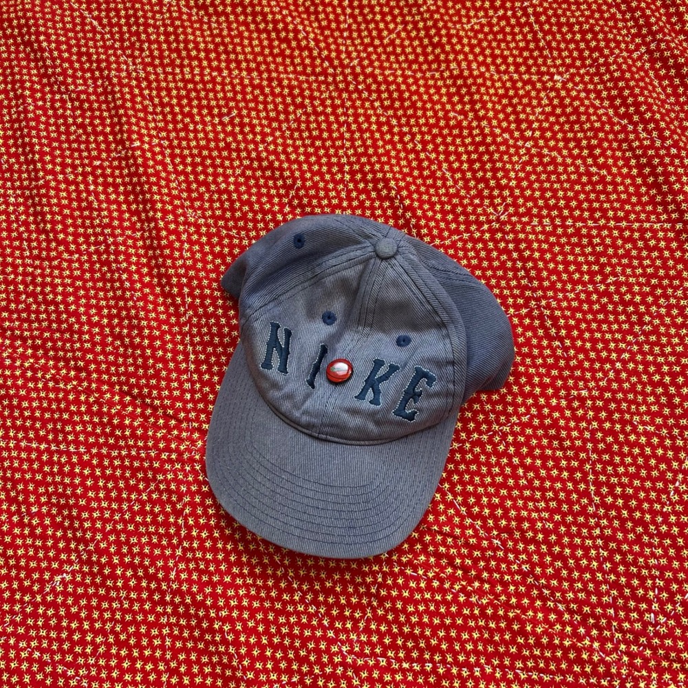 Vintage 2000s Nike Spellout Snapback Hat Blue Green Brim Basketball